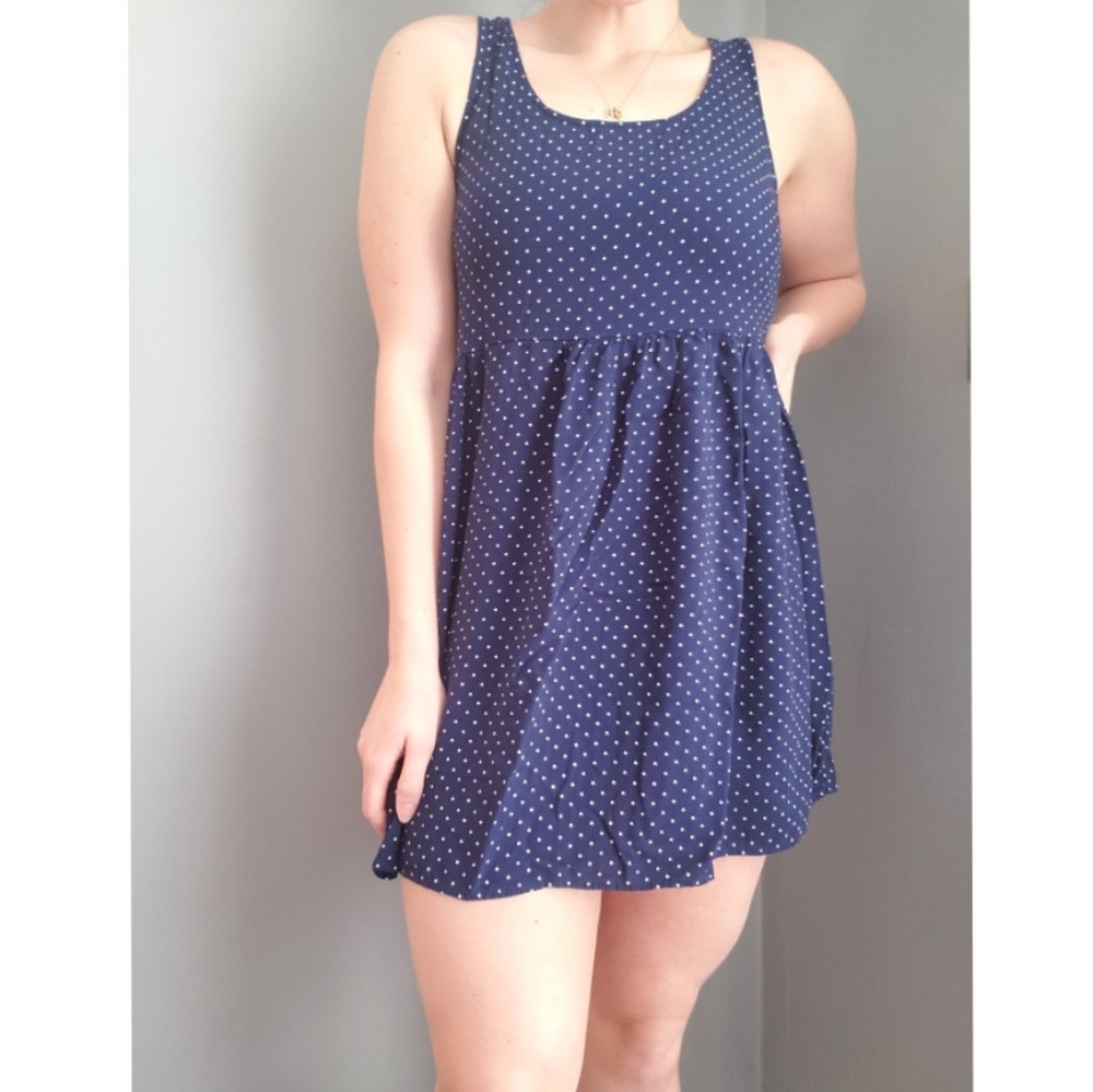 Navy blue polka dot dress